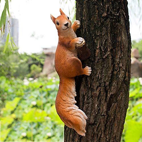 KINGEE Gartenfigur Figuren Dekoration Eichhörnchen Gartendeko Aus Kunstharz Für Außen Garten Wasserdicht Harz, Tier Figur Für Feengarten Balkon Terasse Geschenk,A