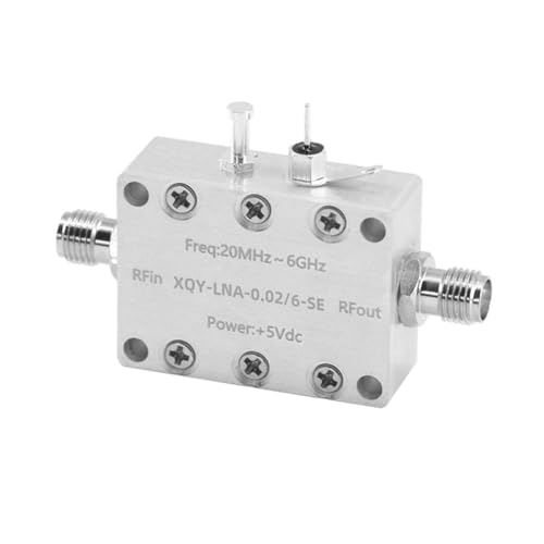 Tyuooker 0,02–6 GHz LNA-Low-Noise-Verstärker, Hochlinearer HF-Vorverstärker mit Hoher Verstärkung und Ersatzzubehör für SMA-Buchsen