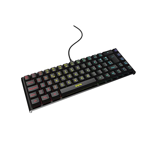 Energy Sistem Gaming Keyboard ESG K4 KOMPACT-RGB Gamer Tastatur (68 Tasten, RGB-Lichter, Abnehmbares Kabel, Membran) - Schwarz