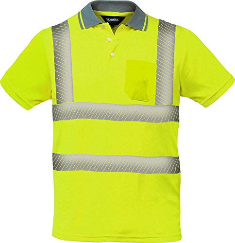 Warnschutz Polo-Shirt Coolpass mit segmentierten Reflexstreifen,Atmungsaktiv ,orange oder gelb Gr.XS - 5XL (5XL, gelb)