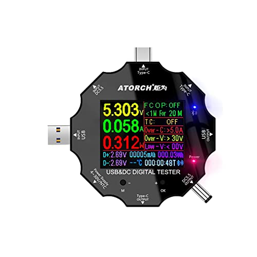 WANGCL Multimeter LCD Digital USB Tester Spannungsstrom Power Widerstand Kapazität Detektor Unterstützt QC3.0/QC4.0/PD Unterstützt Bluetooth 8 Arten von Schnittstellen