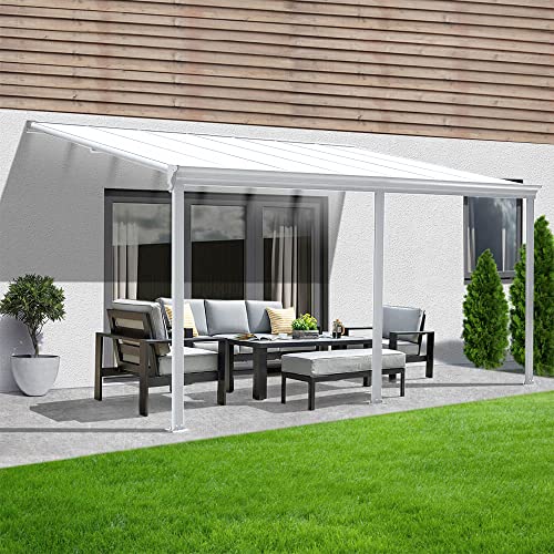 Home Deluxe - Terrassenüberdachung weiß - Maße 495 x 303 x 226/278 cm - inkl. Hohlkammerplatten, Montagematererial | Wintergartendach Verandaüberdachung Vordach