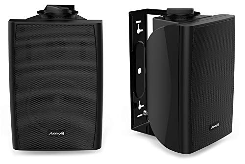 Audibax | Elipse 4"-Lautsprecher - HiFi-Lautsprecher und Soundsystem - 2 Möglichkeiten - Wandhalterung - Schwarz - Paar - Frequenz 70 Hz - 20 kHz - Abmessungen 15 x 21 x 12,5 cm - Gewicht 1,79 kg