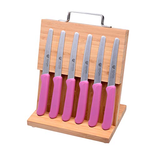 GRÄWE Magnet-Messerhalter Bambus mit Brötchenmessern pink