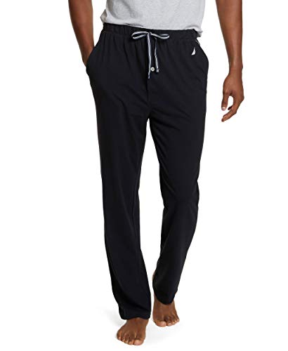 Nautica Herren Weiche Strick-Schlafhose Pyjamahose, True Black, Large