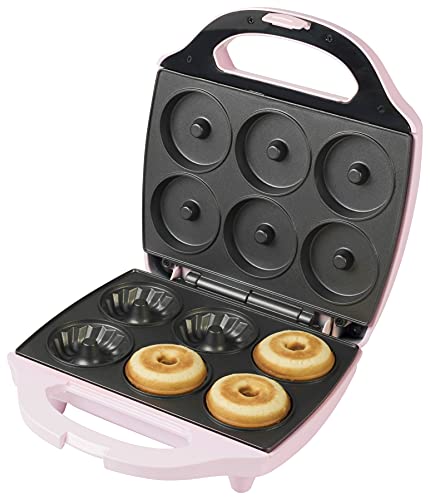 Bestron Gugelhupf Maker, Waffeleisen für 6 süße Mini-Küchlein, mit Antihaftbeschichtung, 900 Watt, Farbe: Rosa