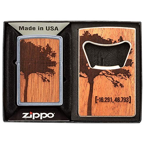 Zippo Gift Set | Woodchuck Lighter & Bottle Opener, Sonstige, Silver, 13.5 cm