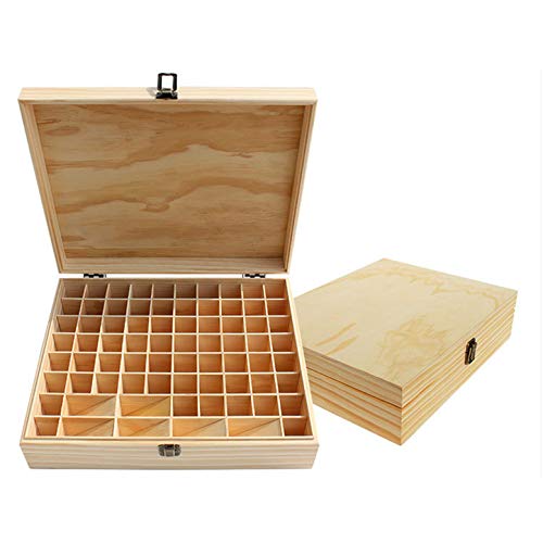 CHSEEO Ätherisches Öl Display Box Halter Organisator Aufbewahrungsbox 74 Löcher Holzbox Kann Nagellackständer für Nagellack, Lippenstift, Duftöle und Ätherische Öle #6