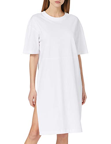 Urban Classics Damen Ladies Organic Oversized Slit Tee Dress Kleid, White, S
