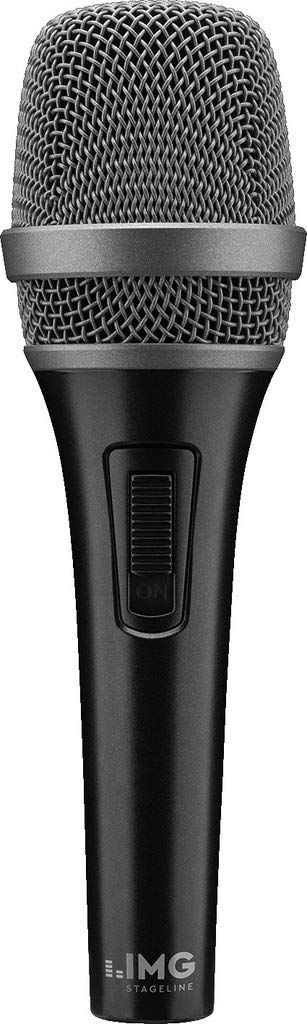 IMG STAGELINE DM-9S dynamisches Mikrofon für Bühne und Gesang, Sprach-Verstärker mit Supernieren-Charakteristik, Hand-Mikro inklusive Mikrofon-Halter, in Schwarz