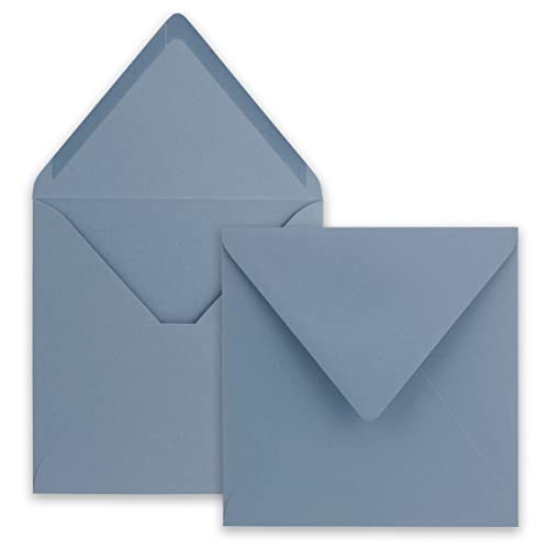 300x Quadratische Briefumschläge in Graublau (Blau) - 15,5 x 15,5 cm - ohne Fenster, mit Nassklebung - 110 g/m² - Für Einladungskarten zu Hochzeit, Geburtstag und mehr - Serie FarbenFroh