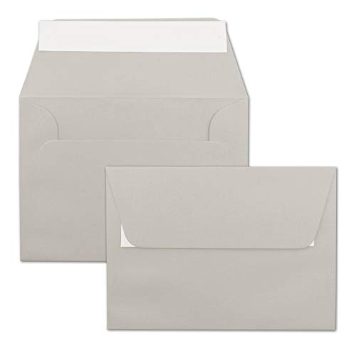 1000x Briefumschläge Hell-Grau DIN C6 Format 11,4 x 16,2 cm - Haftklebung - Kuverts ohne Fenster - Weihnachten, Grußkarten & Einladungen - Für A6 & A4 Papier