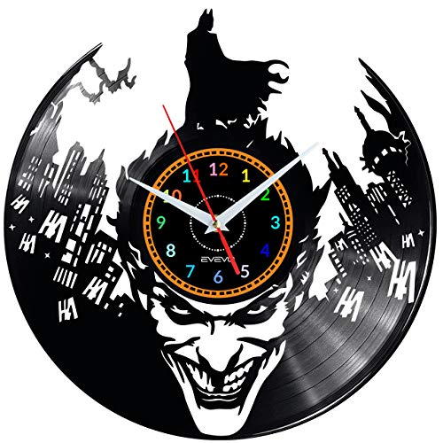 EVEVO Batman Wanduhr Vinyl Schallplatte Retro-Uhr groß Uhren Style Raum Home Dekorationen Tolles Geschenk Wanduhr Batman