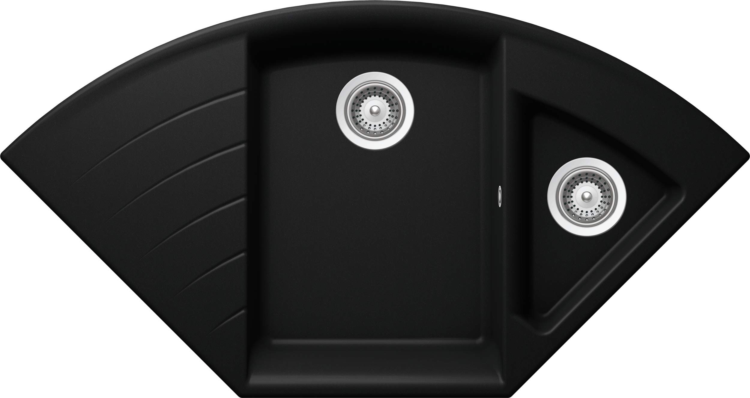 SCHOCK hochwertige Eck-Küchenspüle 108,2 x 57,5 cm Lotus C-150 Puro - CRISTADUR schwarze Spüle mit Abtropffläche ab 90 cm Unterschrank-Breite