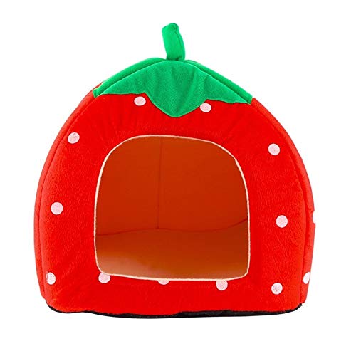 NGHSDO Hundebett Kreative Kennel Cat-Nest-Hunde Obst Banane Erdbeere Ananas Wassermelone Cotton Bed Warm Pet Products faltbares Hundehaus (Color : Strawberry House, Size : L)