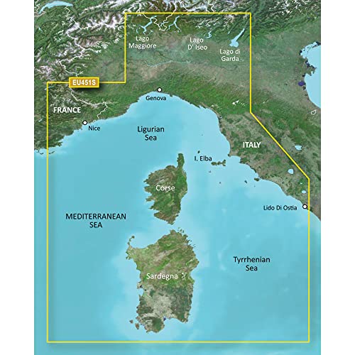 Karte BlueChart G2 Vision Small EU451S - Ligurisches Meer, Korsika und Sardinien - GARMIN