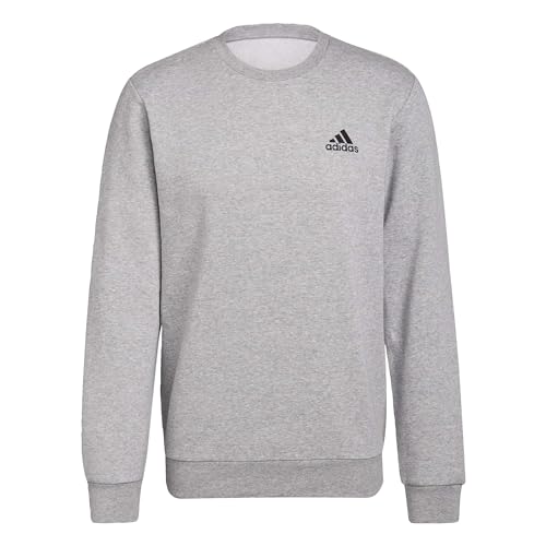 adidas Mens Sweatshirt (Long Sleeve) M Feelcozy SWT, Medium Grey Heather/Black, H12221, 3XL