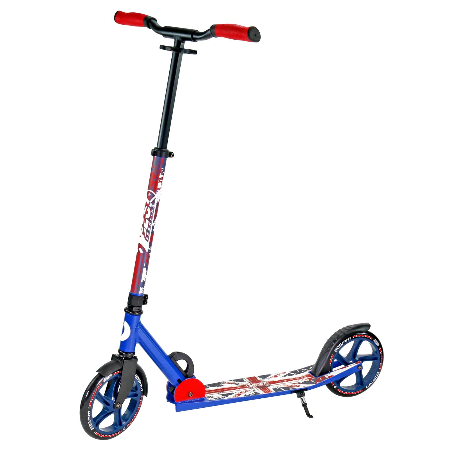 Best Sporting Scooter Erwachsene I klappbarer Roller mit Ständer I Union Jack - weiß I hochwertiger City-Roller für Erwachsene I Tretroller mit Rollengröße 205 mm I ergonomischer Lenker