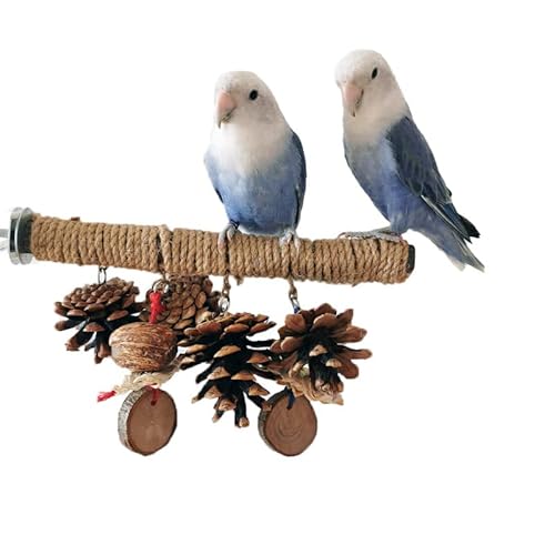 Vogel Papagei Hängeschaukel Spielzeug, Naturholz Sitzstangen Ständer Hängend und Schaukel Spielzeug für kleine Papageien Nymphensittiche