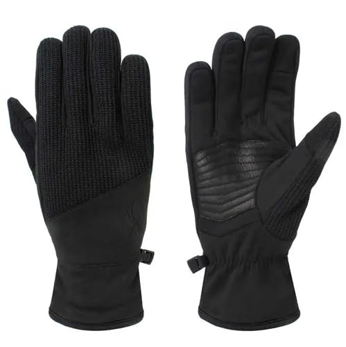 Spyder Core Conduct Handschuhe, Schwarz, Größe L, Touchscreen-kompatibel, Leder-Handflächen-Patch, 360-Grad-Stretch, Sweater Knit Bonded
