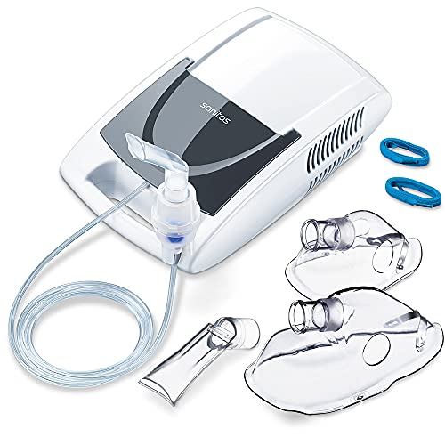 Sanitas SIH 21 Inhalator mit Kompressor-Drucklufttechnologie / Behandlung von Atemwegserkrankungen wie Erkältungen, Bronchitis / Inhaliergerät für Erwachsene und Kinder / Vernebler-Inhalation