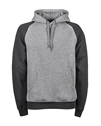 Tee Jays TJ5432 Herren Kapuzen Two-Tone Hooded Sweatshirt Pullover, Größe:XL, Farbe:Heather Grey-Dark Grey (Solid)