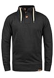 Solid TripTroyer Herren Sweatshirt Pullover Troyer Pulli Mit Stehkragen Und Knopfverschluss, Größe:M, Farbe:Dark Grey Melange (8288)