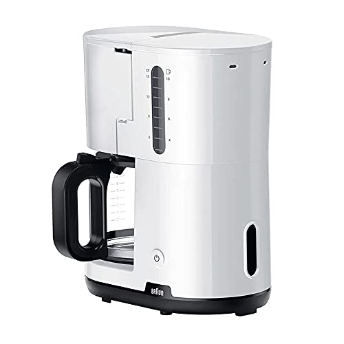 Braun Breakfast1 Filterkaffeemaschine, AromaCafe, OptiBrew-System, automatische Abschaltung, Kaffeemaschine für bis zu 10 Tassen, spülmaschinengeeignet, 1000 W, Weiß