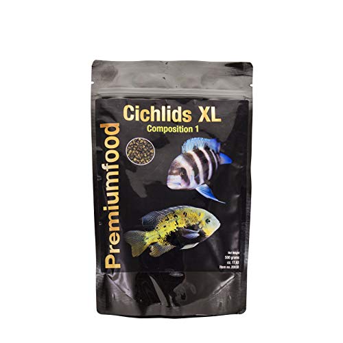 Cichlids XL Premium Granulat Composition 1, 500g Hauptfutter für Cichliden und andere große Herbivore Fischarten mit Schwerpunkt auf pflanzlicher Nahrung