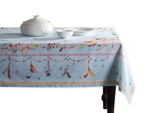 Maison d' Hermine Ibiza-Blue 100% Baumwolle Tischdecke für Küche | Abendessen | Tischplatte | Dekoration Parteien | Hochzeiten | Frühling/Sommer (Rechteck, 160 cm x 220 cm)