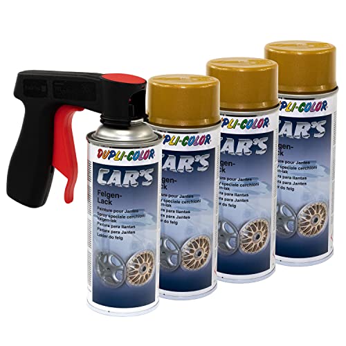 Felgenlack Lack Spray Car's Dupli Color 385902 Gold 4 X 400 ml mit Pistolengriff