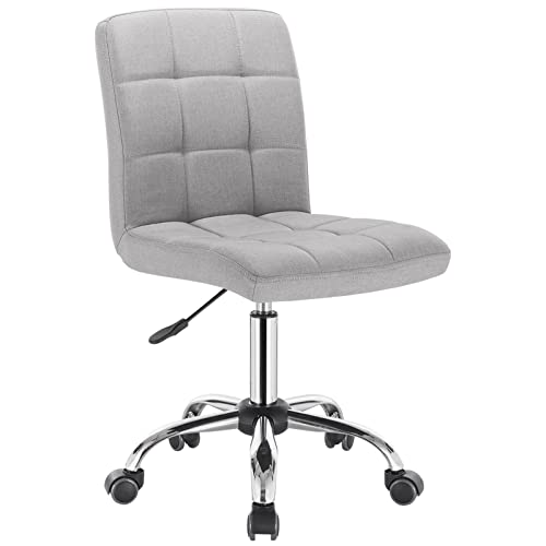 eSituro Bürostuhl ergonomisch, Schreibtischstuhl höhenverstellbar, Drehstuhl mit Rollen, Bürodrehstuhl, für Arbeitszimmer Schlafzimmer, atmungsaktiver Stoff, Hellgrau SOFC0209