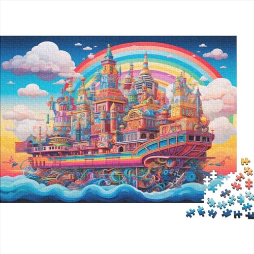 Das Regenbogenboot Erwachsene Holzpuzzless 500 Teile Home Decor Educational Game Geburtstagsgeschenk Family Challenging Games Entspannung Und Intelligenz 500pcs (52x38cm)