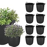 mumbi 10x Pflanzsack Pflanzentasche Pflanzen Sack Tasche Smart Grow Bag Vliesstoff mit Griffen 19 Liter, Schwarz