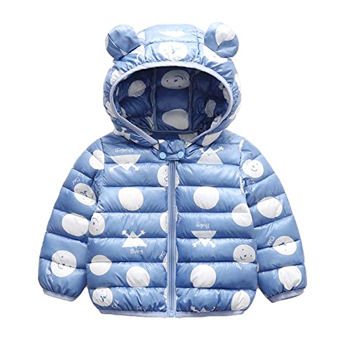 Minizone Baby Puffer Jacke mit Kapuze Jungen Mädchen Leichter Schneeanzug Kinder Herbst Winter Warmer Mäntel Outfits Mode Kleidung Geschenk 6-12 Monate,Blau
