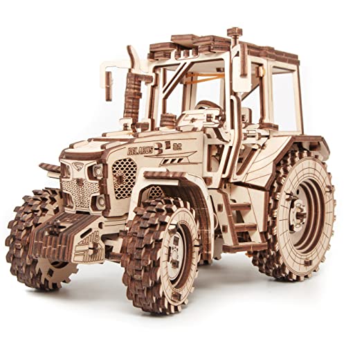EWA Eco-Wood-Art - 3D-Holzpuzzle für Jugendliche und Erwachsene - Traktor BELARUS-82 - DIY-Bausatz, Selbstmontage, kein Kleber erforderlich - 269 Stück