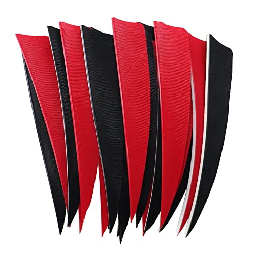 OBTOUTDOOR 60 Stück Bogenschießen Pfeilfedern 4 Zoll Naturfedern Befiederung Rechten Flügel DIY für Bogenpfeile (40 Rot + 20 Schwarz)