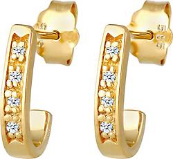 Elli DIAMONDS, Ohrringe Creolen Elegant Diamant (0.04 Ct.) 585 Gelbgold in gold, Schmuck für Damen 2