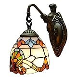 Landhausstil Tiffany Wandleuchten Retro Barock Wandlampen Tiffany Leuchte Schlafzimmer Nachttischlampe Dekoration Glasmalerei Lampenschirm, für Wohnzimmer Studieren Flur Loft Esszimmer, E27 MAX60W