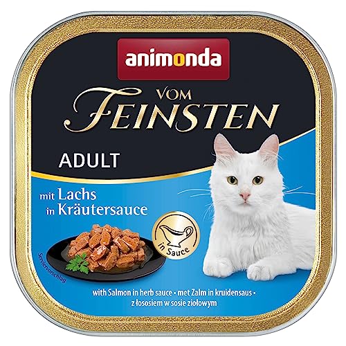 animonda Vom Feinsten Adult Katzenfutter, Nassfutter für ausgewachsene Katzen, mit Lachs in Kräutersauce, 32 x 100 g