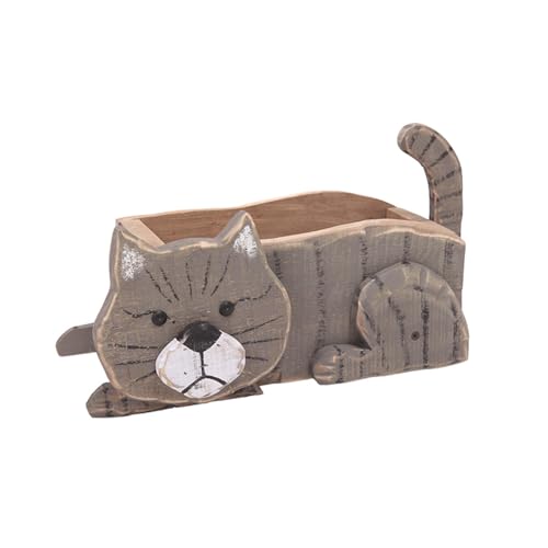 Sport Tent Blumentopf Pflanzkübel Blumenkasten Holz Rustikal Pflanzgefäß Blumenkübel Pflanztopf Tiere Gartendeko Skulptur Pflanzer Statue für Innen- und Außenpflanzen Katze