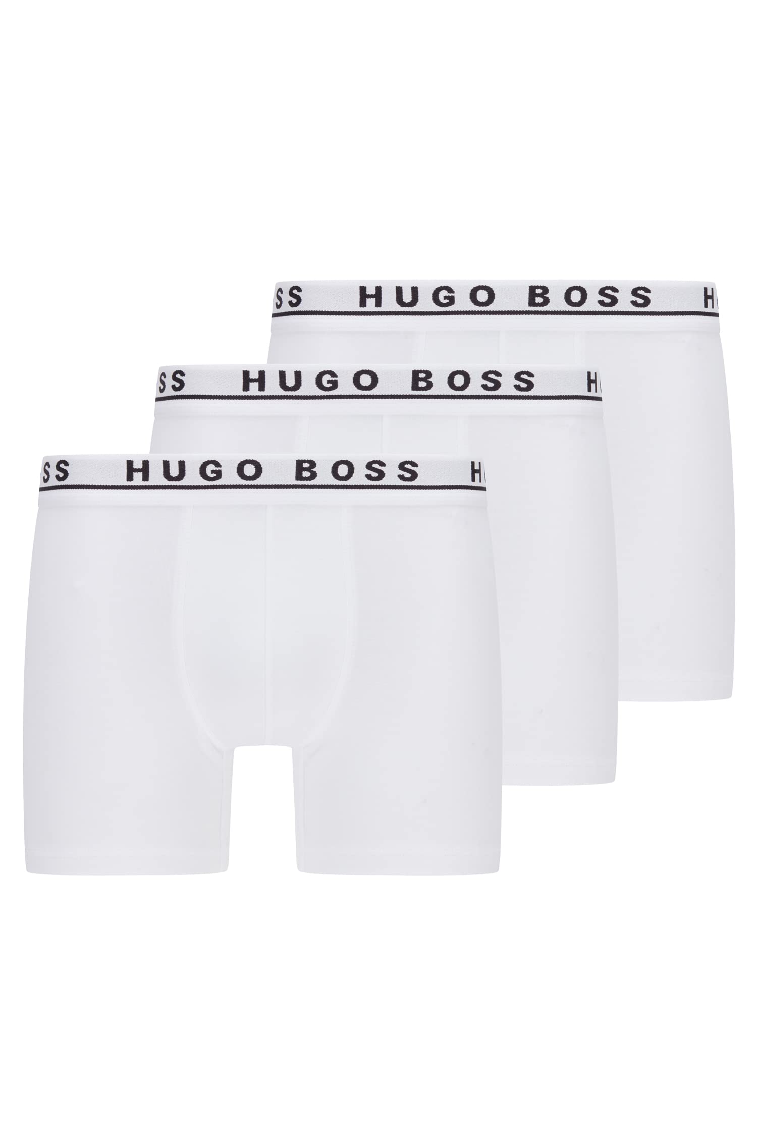 BOSS Hugo Herren Boxershorts Unterhosen Boxer Brief 50325404 3er Pack (S, White (-100))