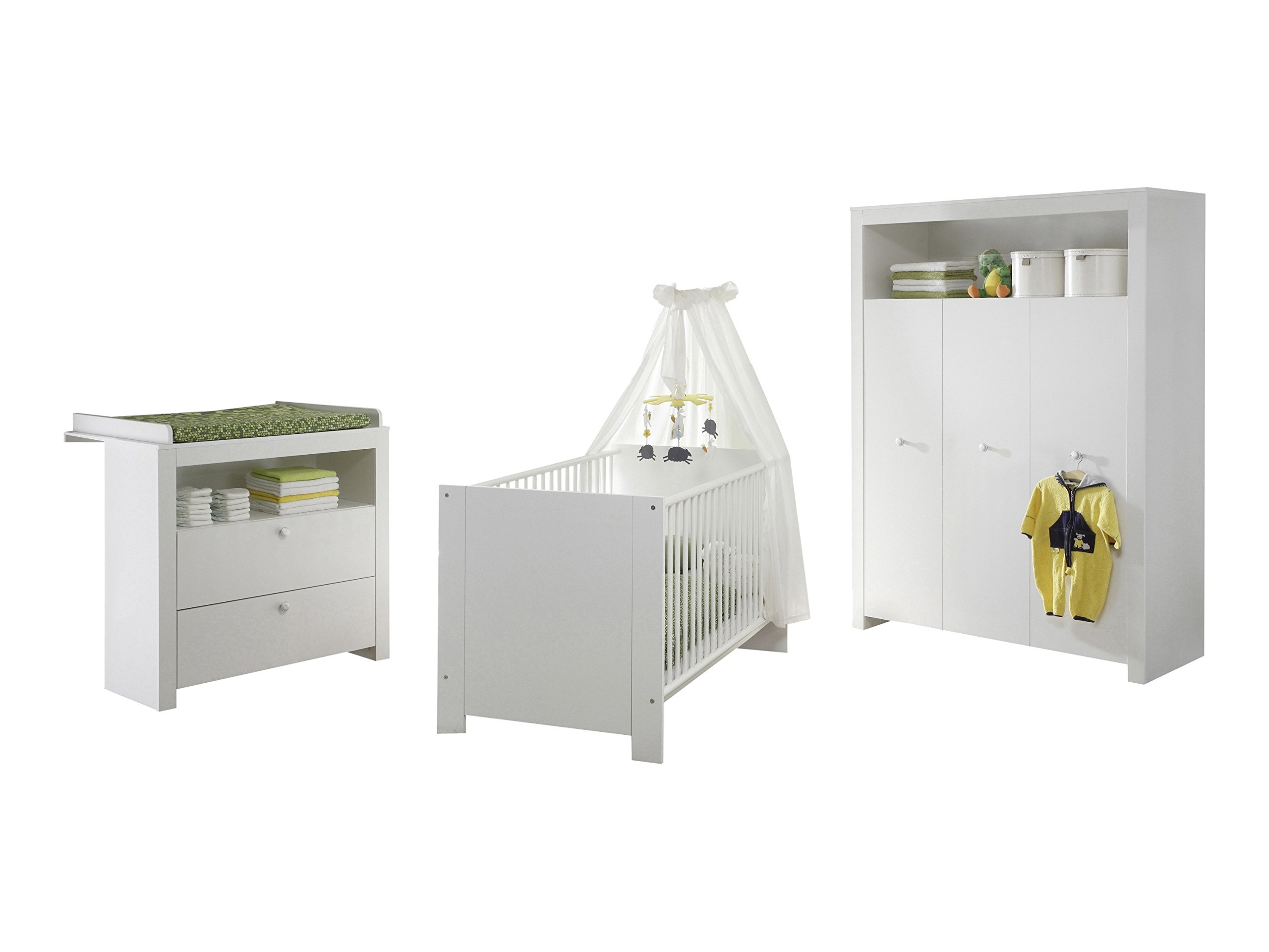 trendteam smart living - 3-teiliges Babyzimmerkombination Babyzimmermöbel - Babyzimmer - Olivia - Farbe Weiß - 155360501