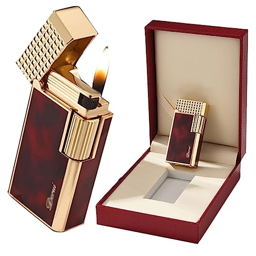 Kerosinfeuerzeug mit Geschenkbox, Metallfeuerzeug mit Clamshell-Seitenzündung, for for Männer und Frauen (Color : Rot)