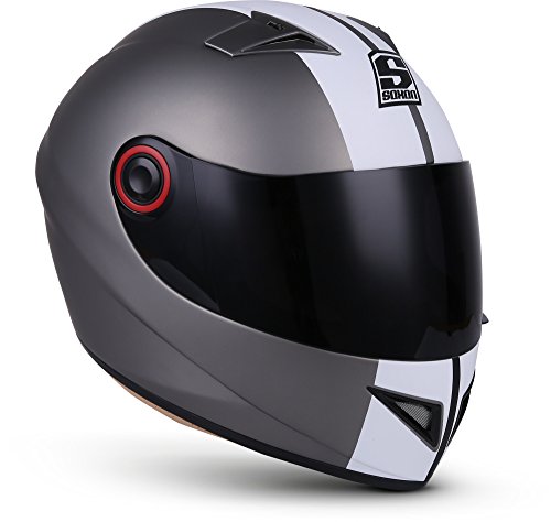 Soxon® ST-666 „Deluxe Titan“ · Integral-Helm · Full-Face Motorrad-Helm Roller-Helm Scooter-Helm Cruiser Sturz-Helm StreetFighter-Helm Sport MTB · ECE 22.05 Visier Schnellverschluss Tasche XL (61-62cm)