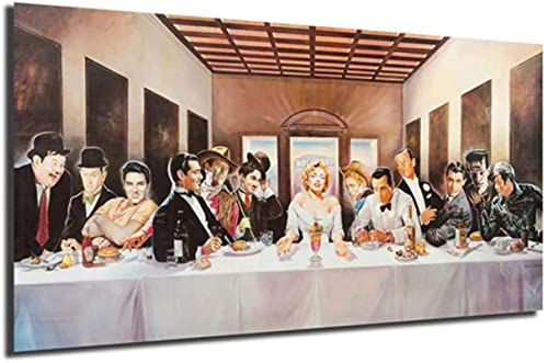 SXXRZA Poster Artworks 50x100cm Kein Rahmen Hollywood Legends Letztes Abendmahl Poster Leinwand Malerei Öldruck Poster Wandkunst Bild für Wohnzimmer Dekor