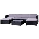 SVITA Lugano Poly Rattan Lounge Garten-Set XXL Sofa-Set Garnitur Gartenmöbel Couch-Set (XXL, Schwarz)