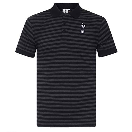 Tottenham Hotspur - Herren Polo-Shirt mit Streifen - Offizielles Merchandise - Geschenk für Fußballfans - Schwarz/Grau - XL