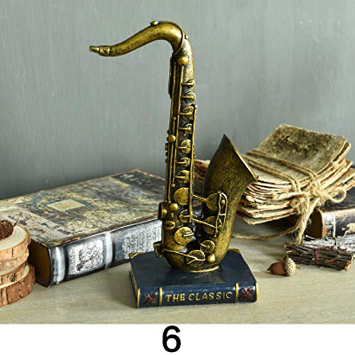 THREE Antike Nachahmung Harz Musikinstrument Violine Saxophon Trompete Modell Coffee Shop Bar Wohnkultur, 6
