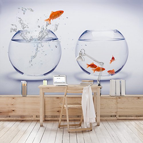 Apalis Vliestapete Flying Goldfish Fototapete Breit | Vlies Tapete Wandtapete Wandbild Foto 3D Fototapete für Schlafzimmer Wohnzimmer Küche | mehrfarbig, 94918